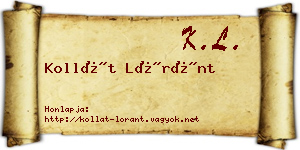 Kollát Lóránt névjegykártya